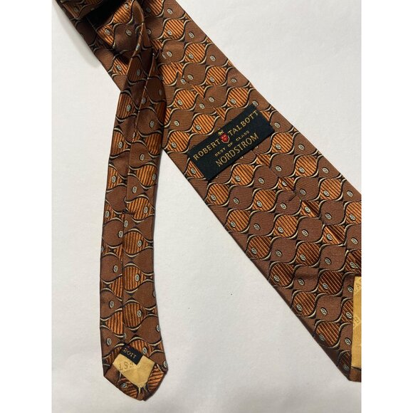 Robert Talbott Nordstrom Hand Sewn Silk Tie Brown Geometric Pattern - Picture 3 of 6